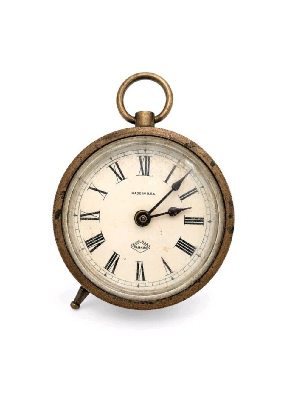 Antique Parker Alarm Clock Made in USA Mechanical Roman Numeral Running